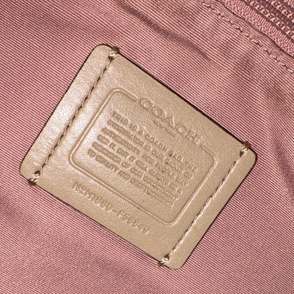 COACH Purse Bag Market Tote Polished Pebble Leather Turnlock Taupe Neutral - Picture 12 of 16